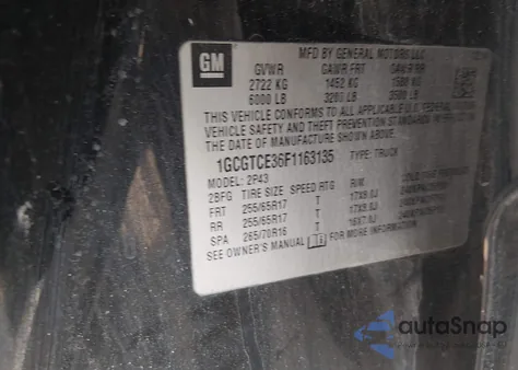 2015 Chevrolet Colorado Z71 z USA, uszkodzony, nr VIN 1GCGTCE36F1163135